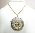 14k yellow gold medusa head diamond pendant 6.66ct