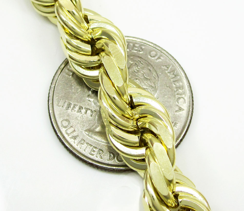 10k yellow gold thick solid rope chain 20-28