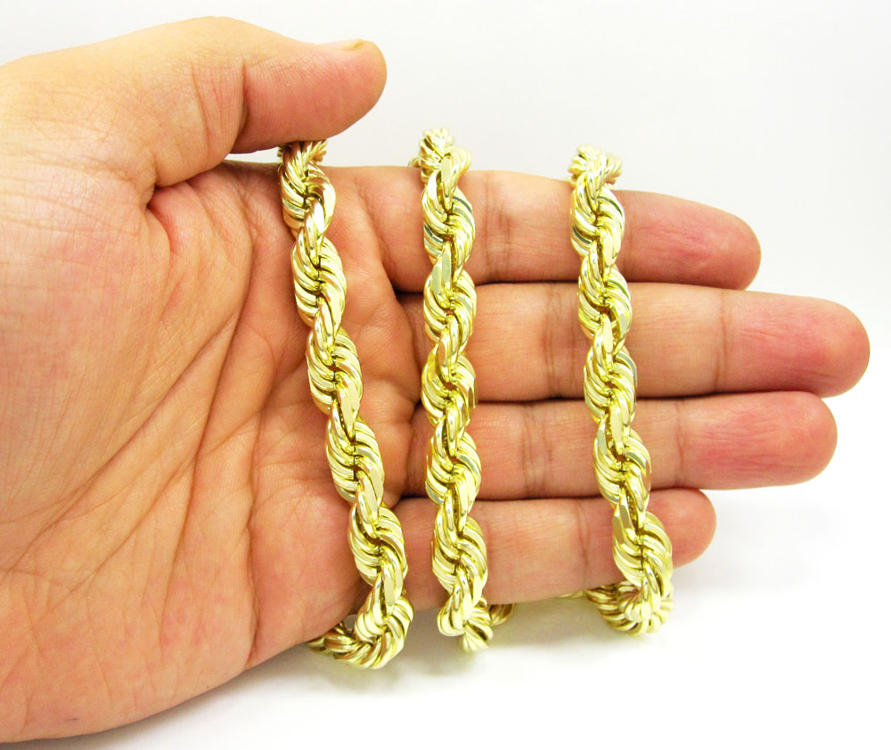 10k yellow gold thick solid rope chain 20-28