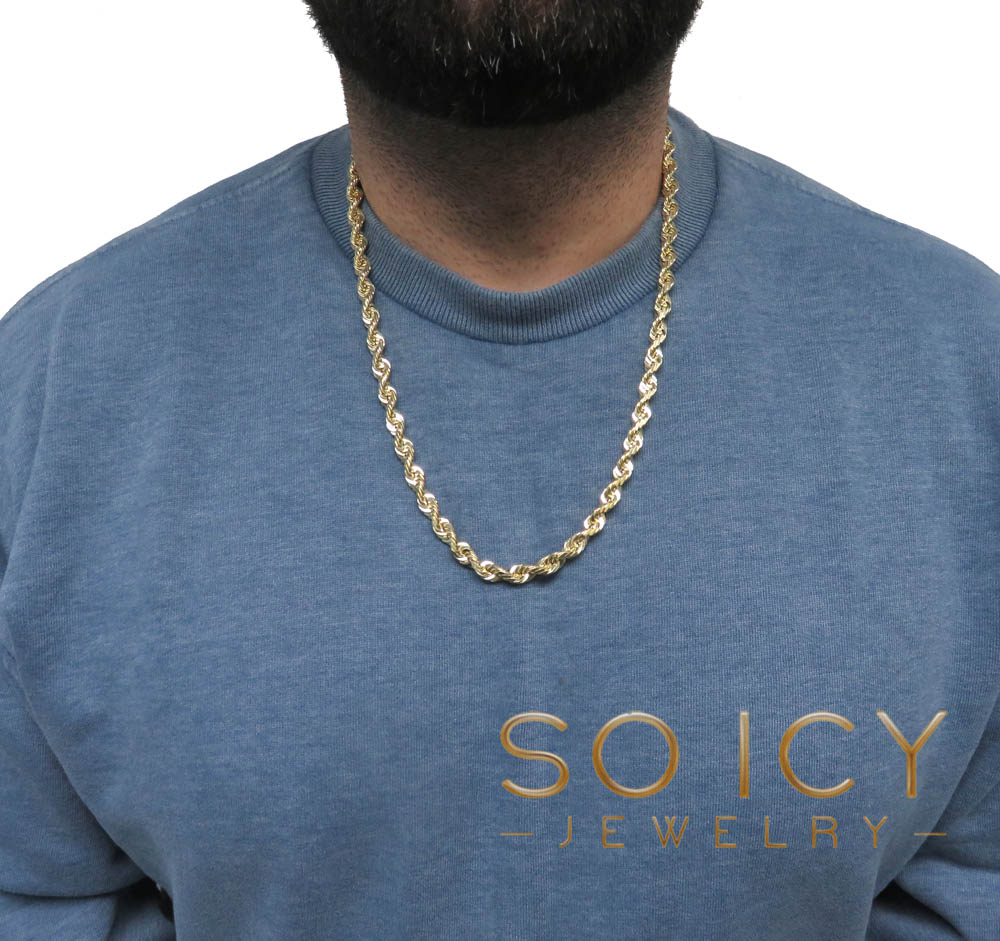 10k yellow gold thick solid rope chain 18-28