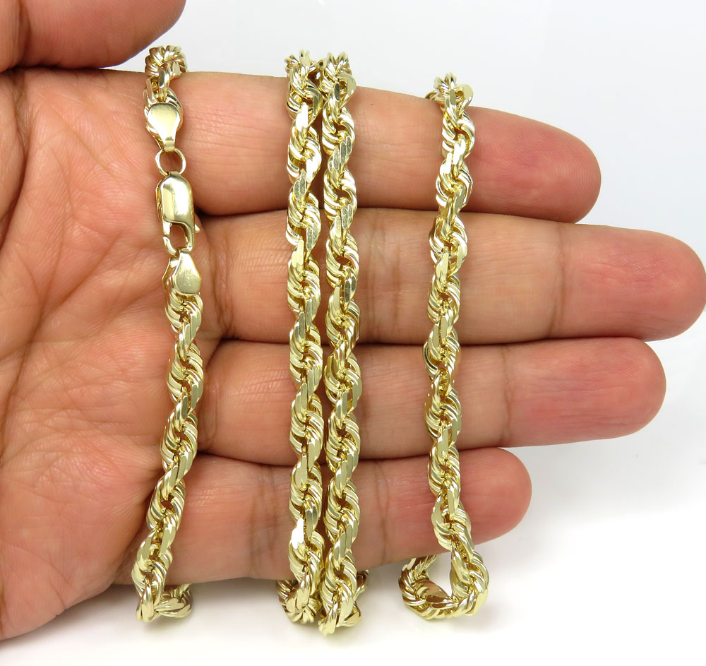 10k yellow gold solid rope chain 20-26 inch 6mm - Image 5