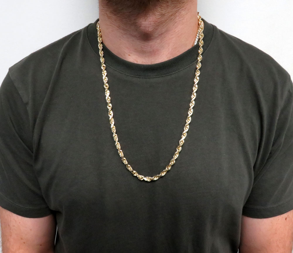 10k yellow gold solid rope chain 20-26 inch 6mm