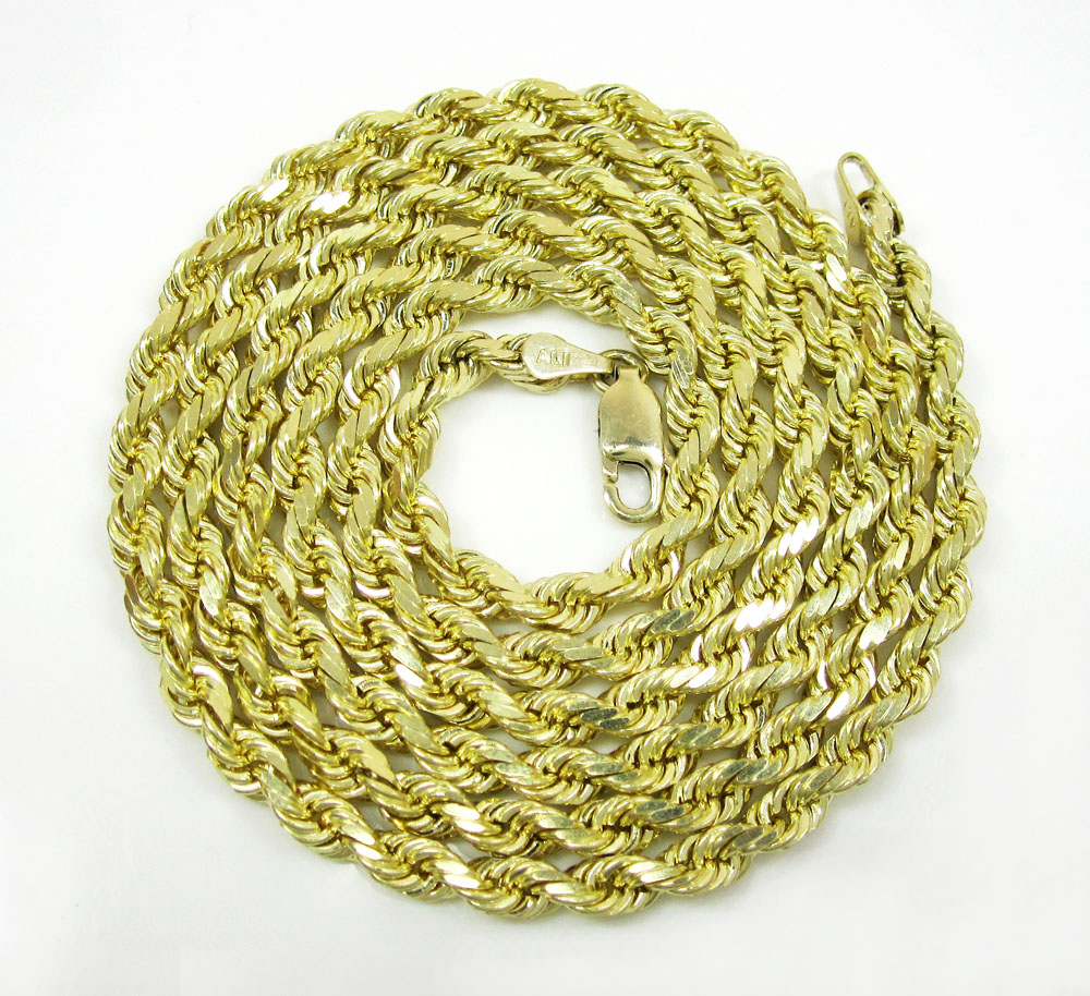 10k yellow gold solid rope chain 18-30 inch 4mm