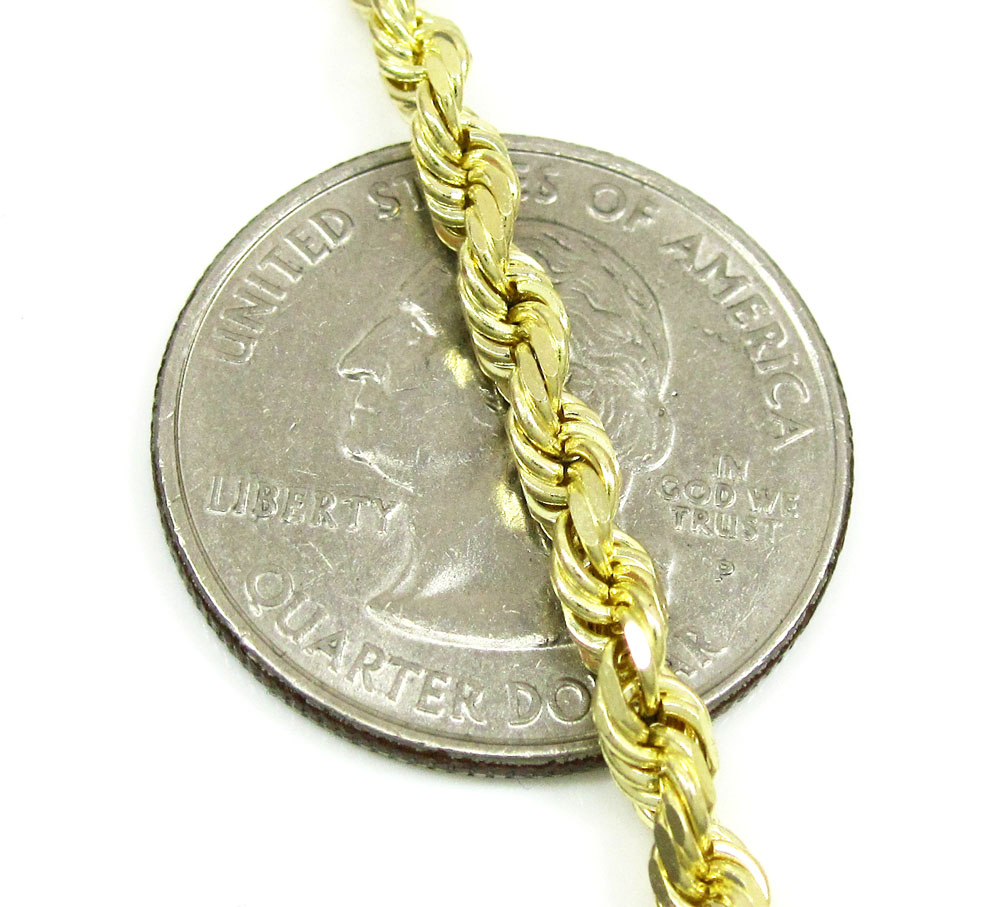 10k yellow gold solid rope chain 18-30 inch 4mm