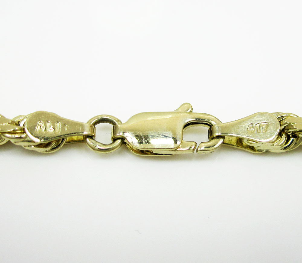 10k yellow gold solid rope chain 18-30 inch 4mm