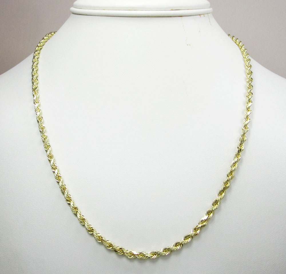 10k yellow gold solid rope chain 18-30 inch 4mm
