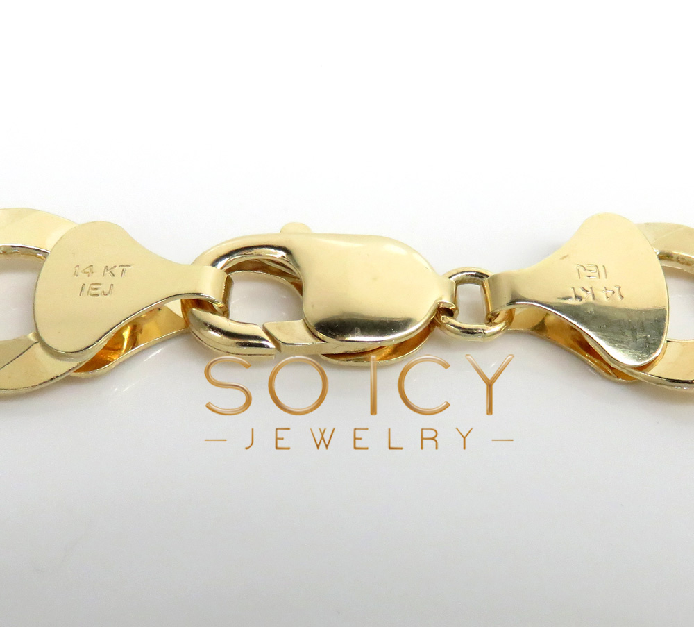 14k yellow gold thick cuban id bracelet 8.50 inch 12.2mm 