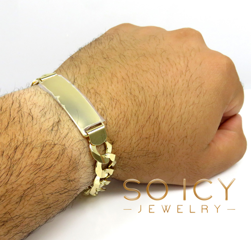 14k yellow gold thick cuban id bracelet 8.50 inch 12.2mm  - Image 6