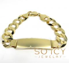 14k yellow gold thick cuban id bracelet 8.50 inch 12.2mm 