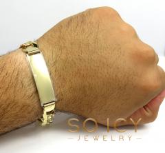 14k yellow gold thick cuban id bracelet 8.50 inch 12.2mm 