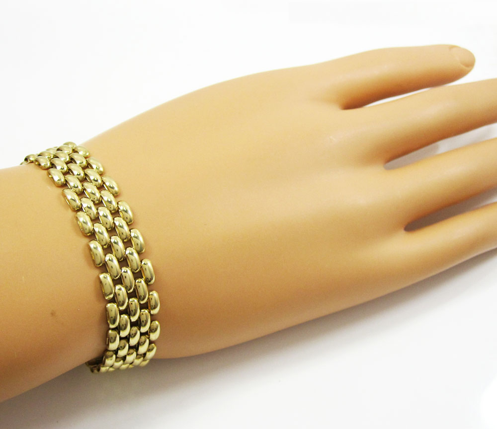 14k yellow gold fancy bracelet 7.25 inch 12mm 