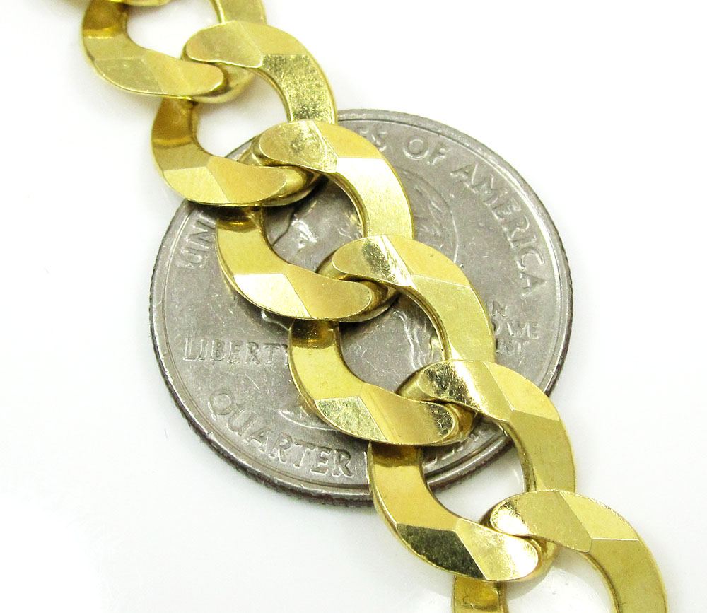 14k yellow gold thick cuban bracelet 8.75 inch 11.5mm 