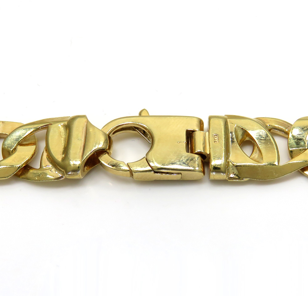 14k yellow gold thick tiger eye link chain 24  inch 12mm