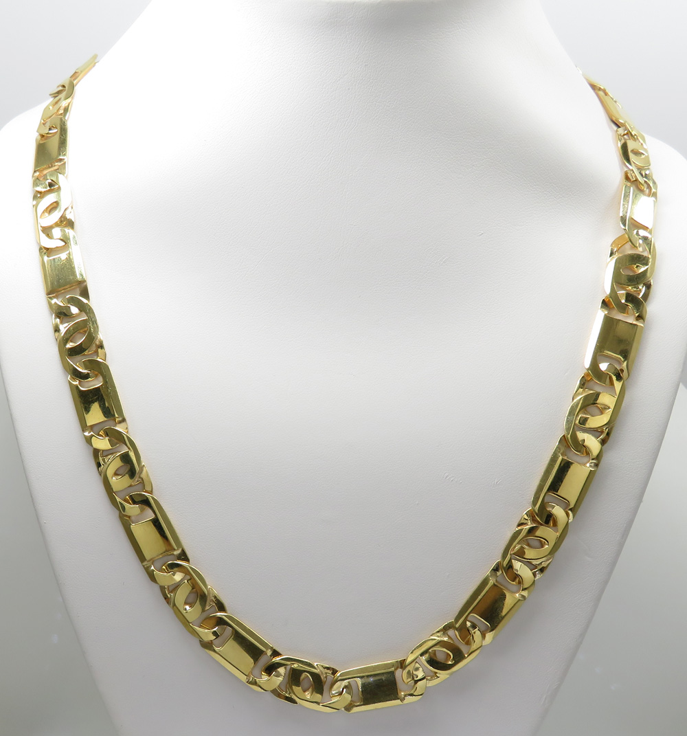 14k yellow gold thick tiger eye link chain 24 inch 12mm - Image 6
