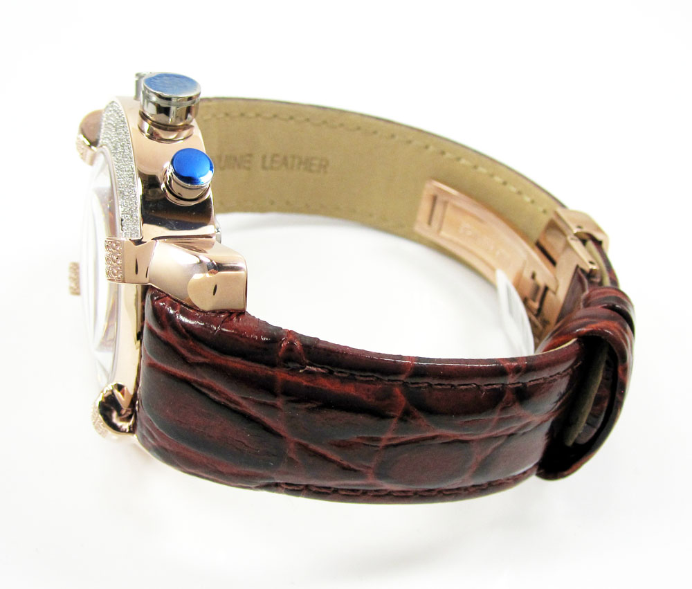 Mens aqua master rose stainless steel diamond watch 0.20ct - Image 3