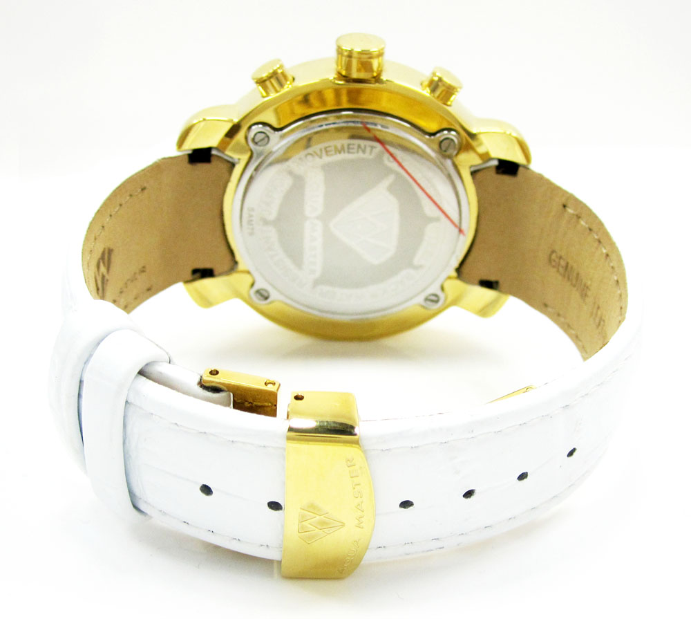 Mens aqua master yellow stainless steel diamond watch 0.20ct