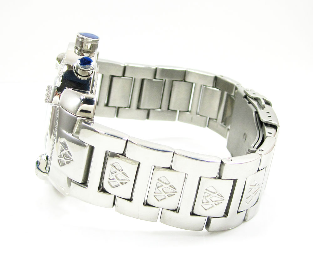 Mens aqua master white stainless steel diamond watch 0.20ct
