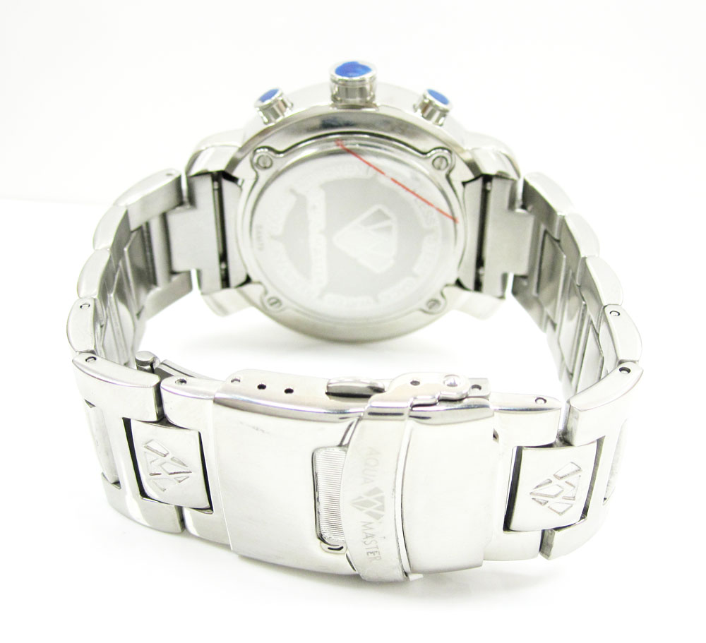 Mens aqua master white stainless steel diamond watch 0.20ct