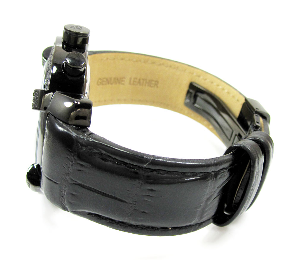 Mens aqua master black stainless steel diamond watch 0.20ct
