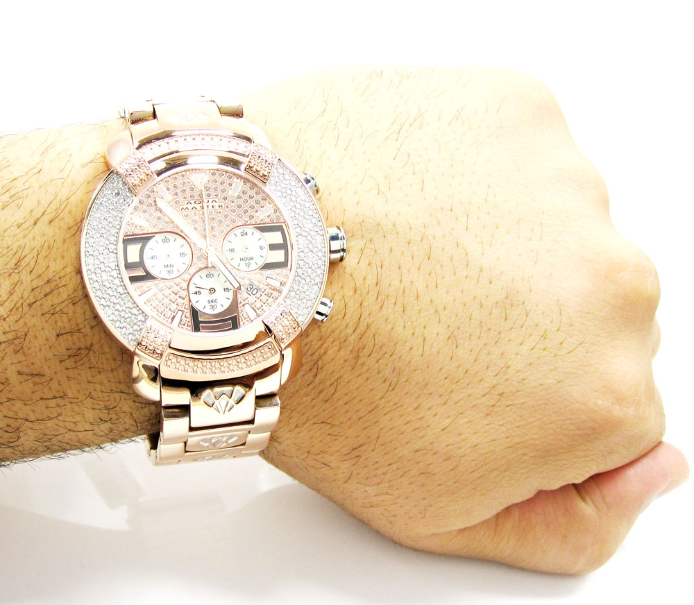 Mens aqua master stainless steel diamond watch 0.20ct
