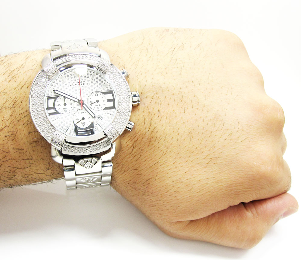 Mens aqua master stainless steel diamond watch 0.20ct
