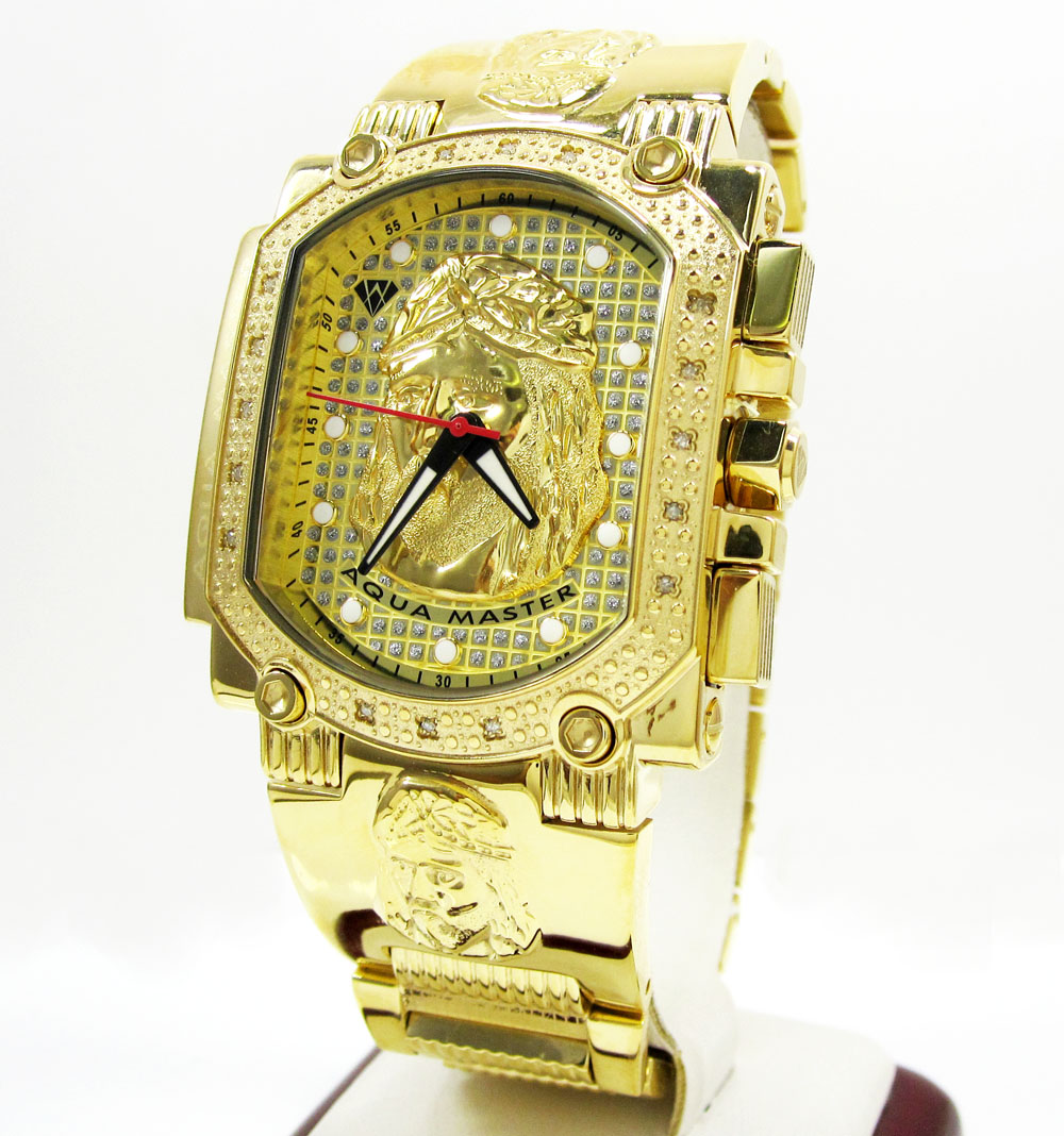 Mens aqua master stainless steel diamond jesus face watch 0.20ct - Image 2