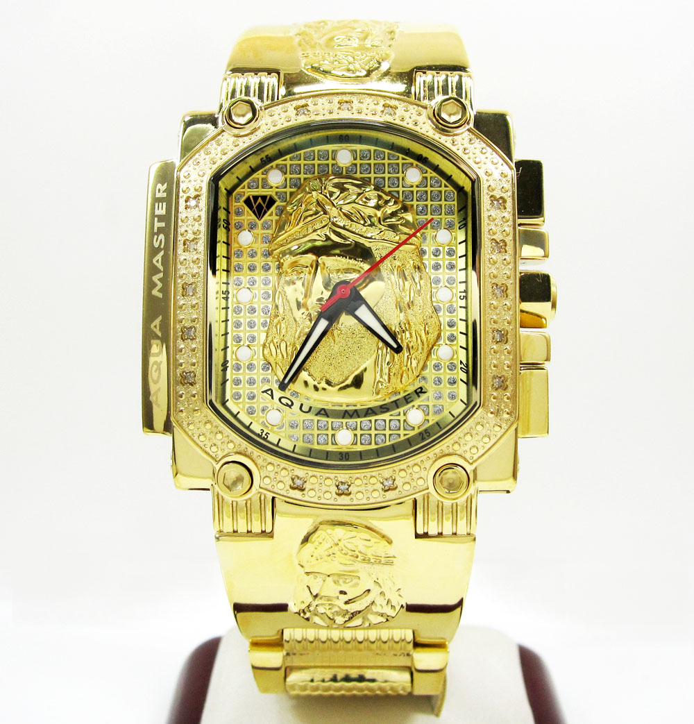 Mens aqua master stainless steel diamond jesus face watch 0.20ct - Image 3