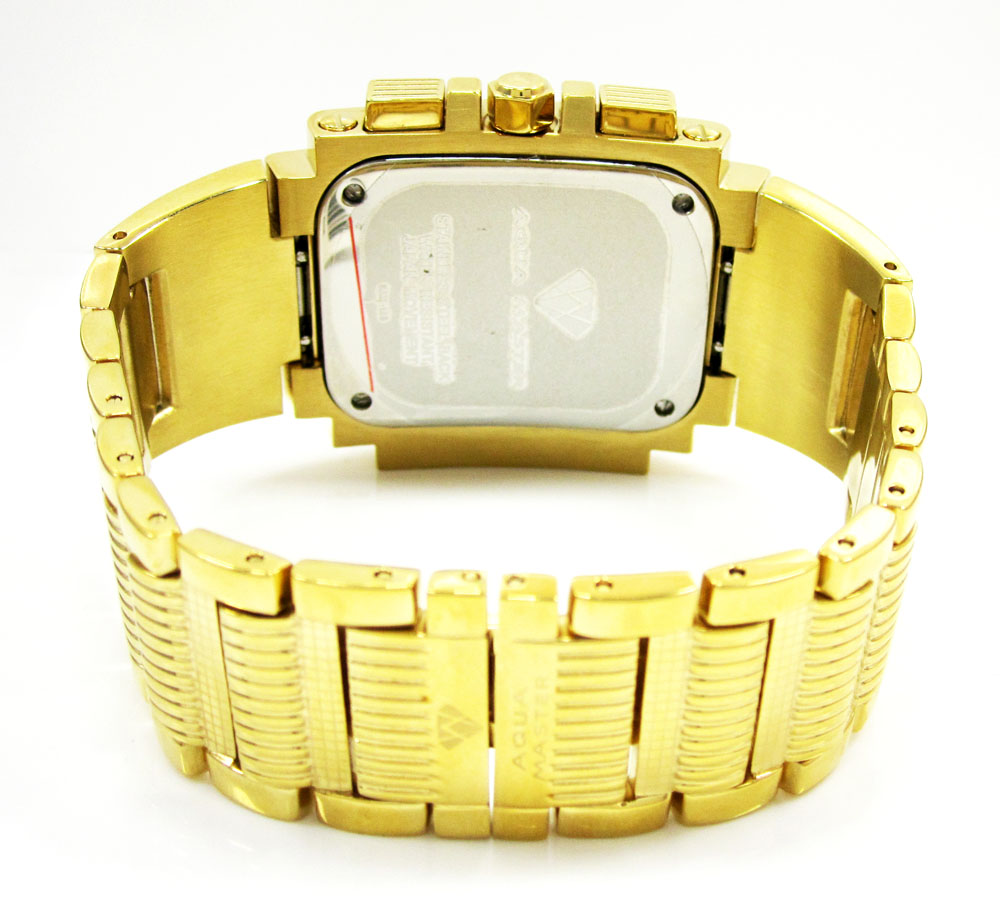 Mens aqua master stainless steel diamond jesus face watch 0.20ct