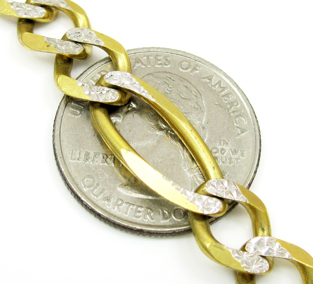 10k yellow gold diamond cut figaro chain 26-30 inch 9.5mm