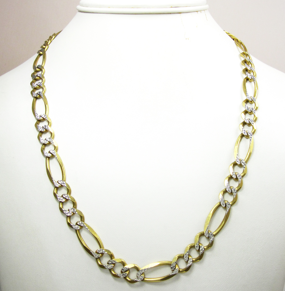 10k yellow gold diamond cut figaro chain 26-30 inch 9.5mm - Image 6