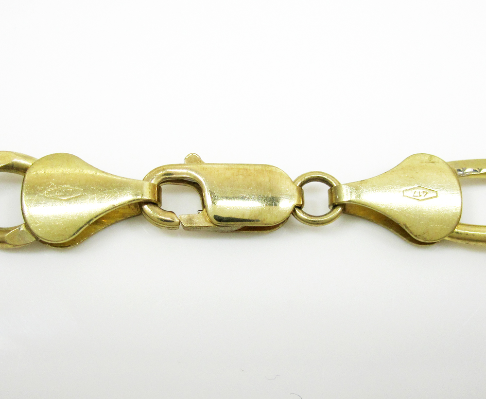 10k yellow gold diamond cut figaro chain 30 inch 8mm