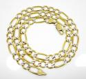 10k yellow gold diamond cut figaro chain 20-26 inch 7.2mm