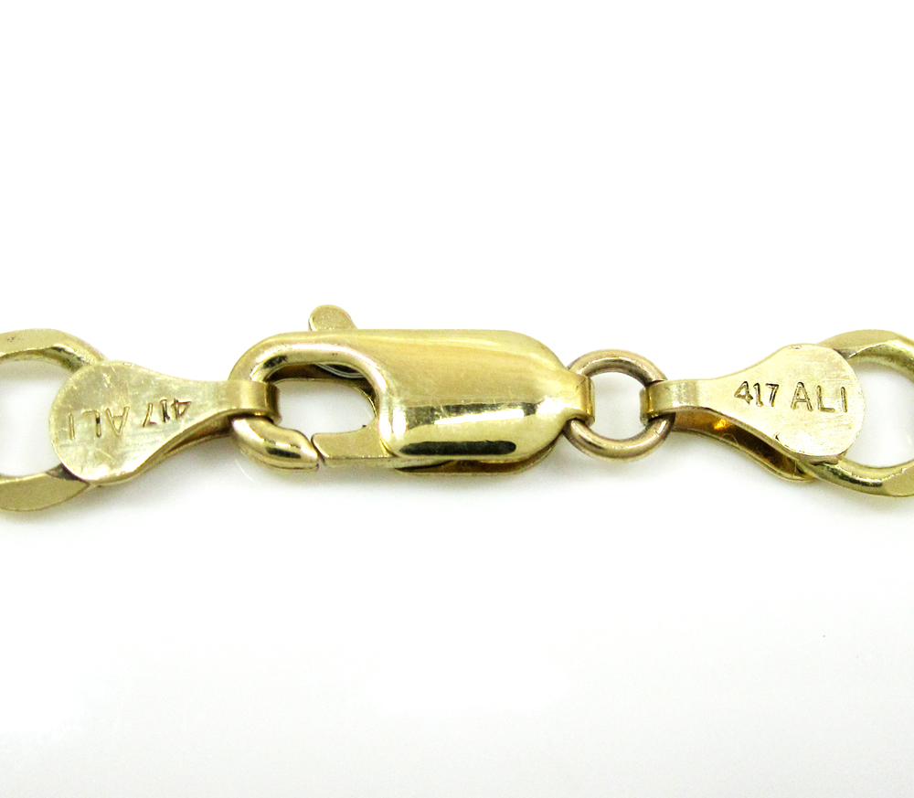 10k yellow gold diamond cut figaro chain 20-26 inch 6mm