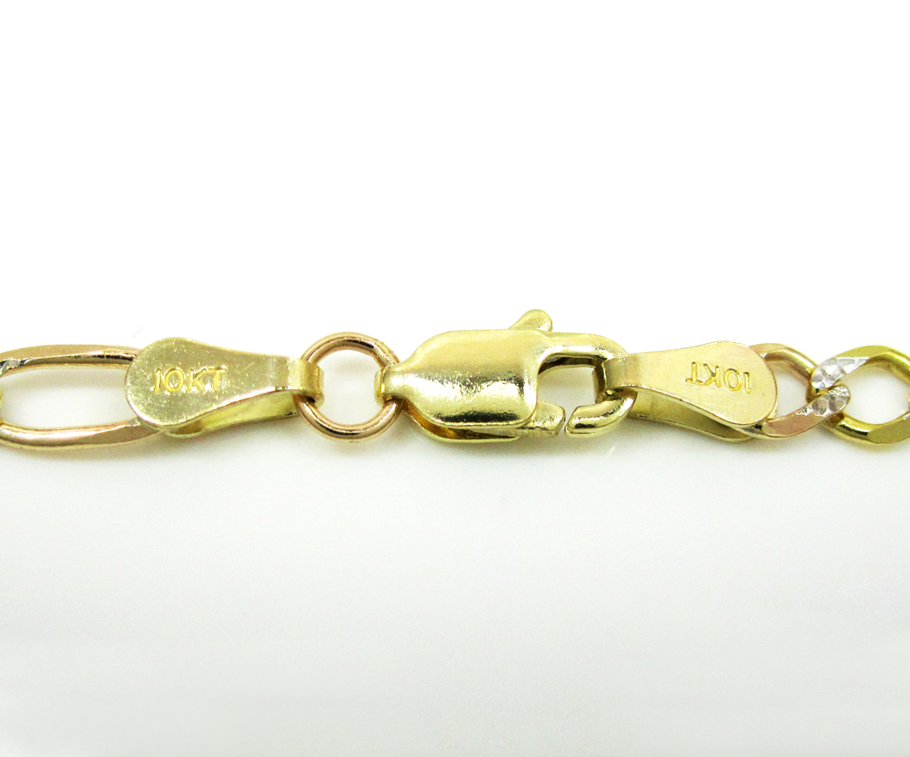 10k yellow gold diamond cut figaro chain 16-26 inch 3.7mm