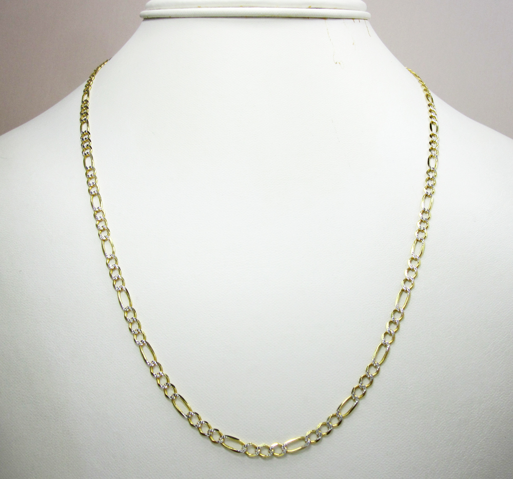 10k yellow gold diamond cut figaro chain 16-26 inch 3.7mm - Image 5