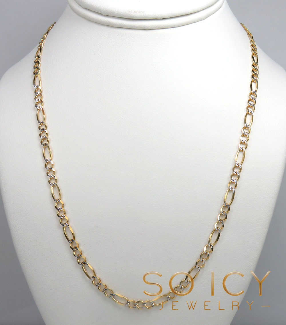 10k yellow gold diamond cut figaro chain 18-30 inch 4.2mm - Image 5