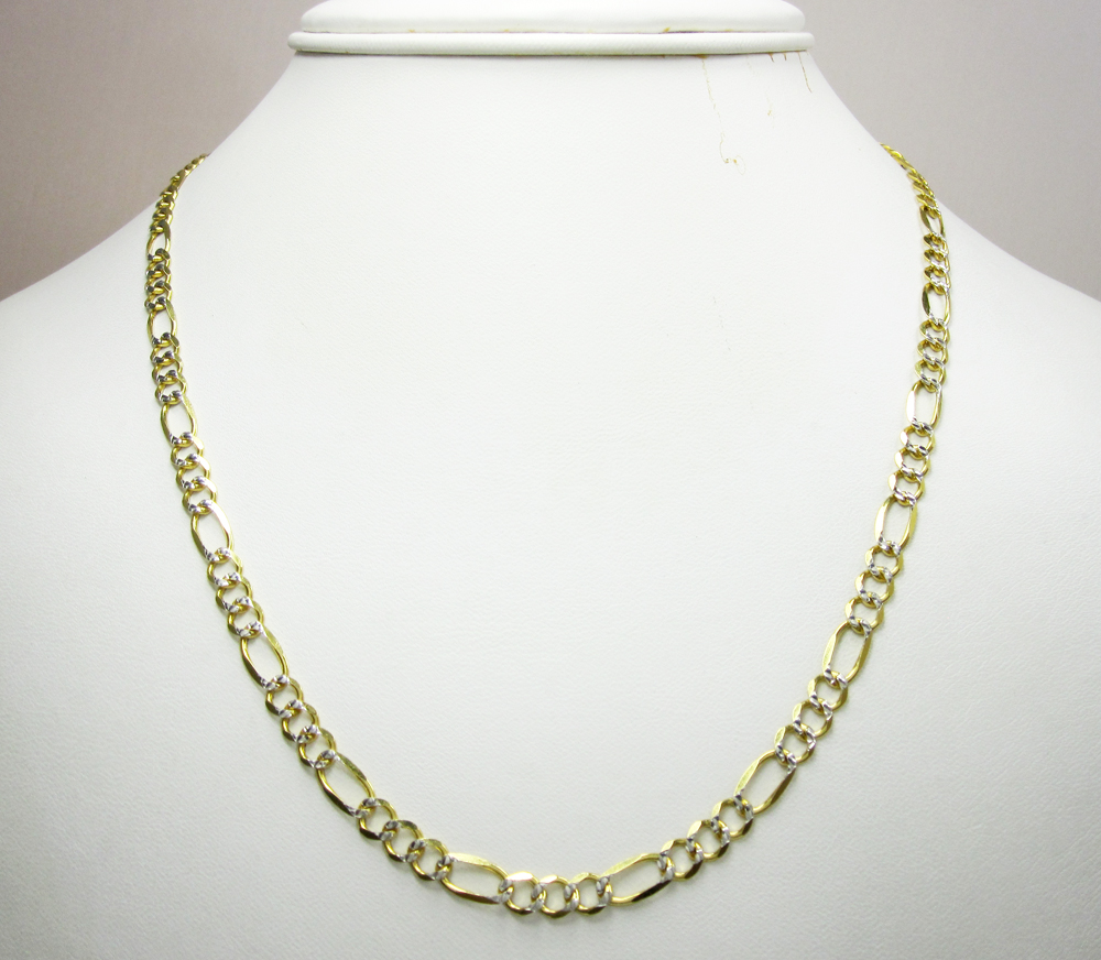 10k yellow gold diamond cut figaro chain 18-30 inch 4.2mm - Image 6