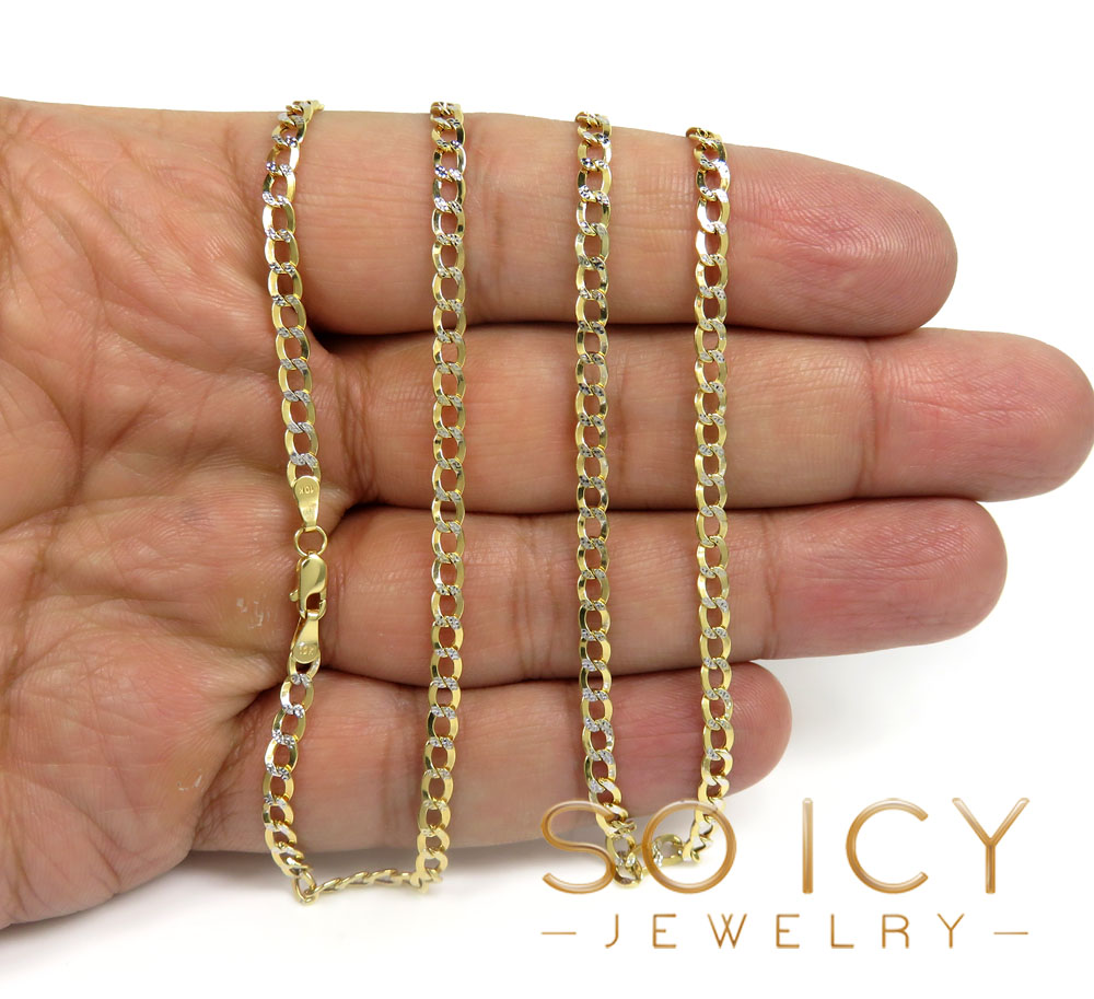 10k yellow gold diamond cut cuban chain 18-30 inch 3.6mm