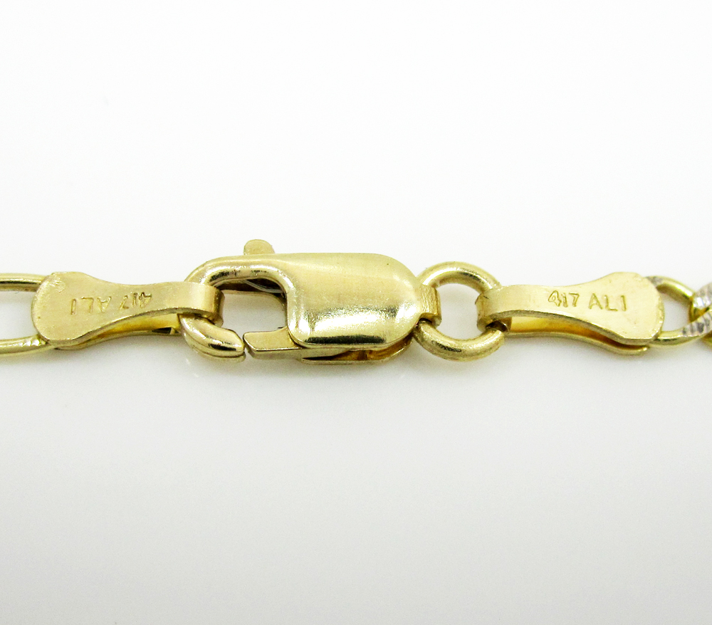 10k yellow gold diamond cut figaro chain 18-24 inch 2.7mm