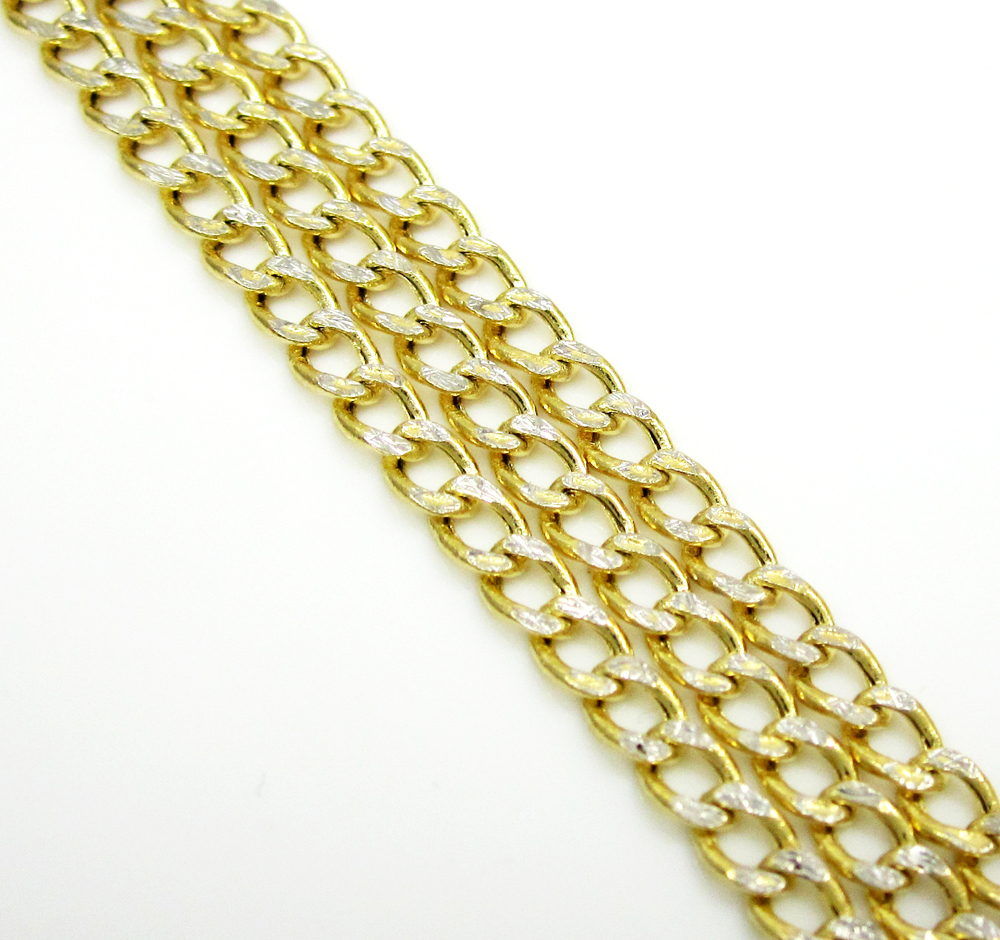 10k yellow gold diamond cut cuban chain 18-24 inch 2.5mm