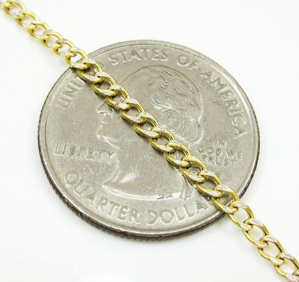 10k yellow gold diamond cut cuban chain 18-24 inch 2.5mm - Image 3