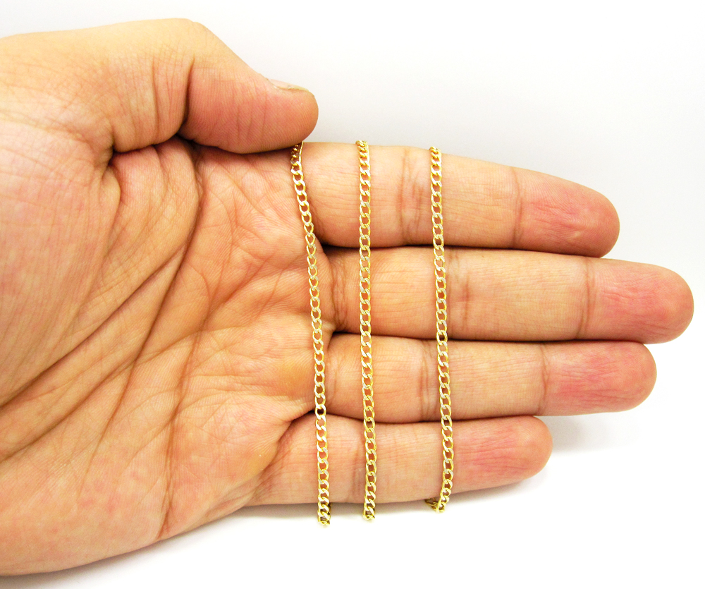 10k yellow gold diamond cut cuban chain 18-24 inch 2.5mm
