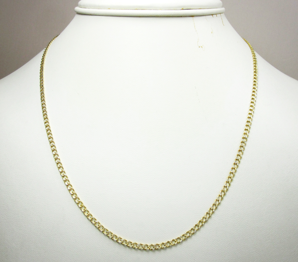 10k yellow gold diamond cut cuban chain 18-24 inch 2.5mm
