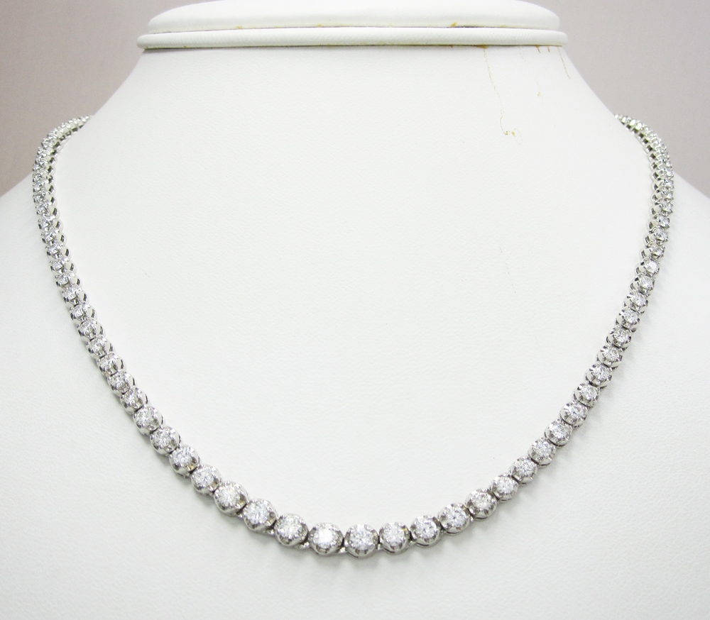 Ladies 18k white gold tennis diamond necklace 5.50ct