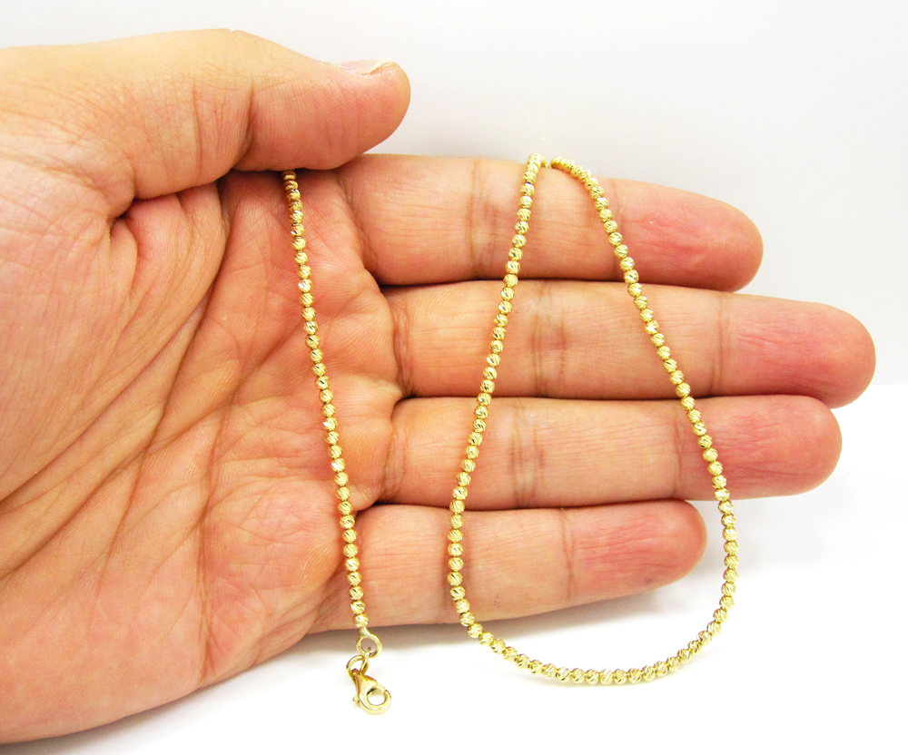 14k solid gold diamond cut ball chain 20 inch 2.5mm - Image 6