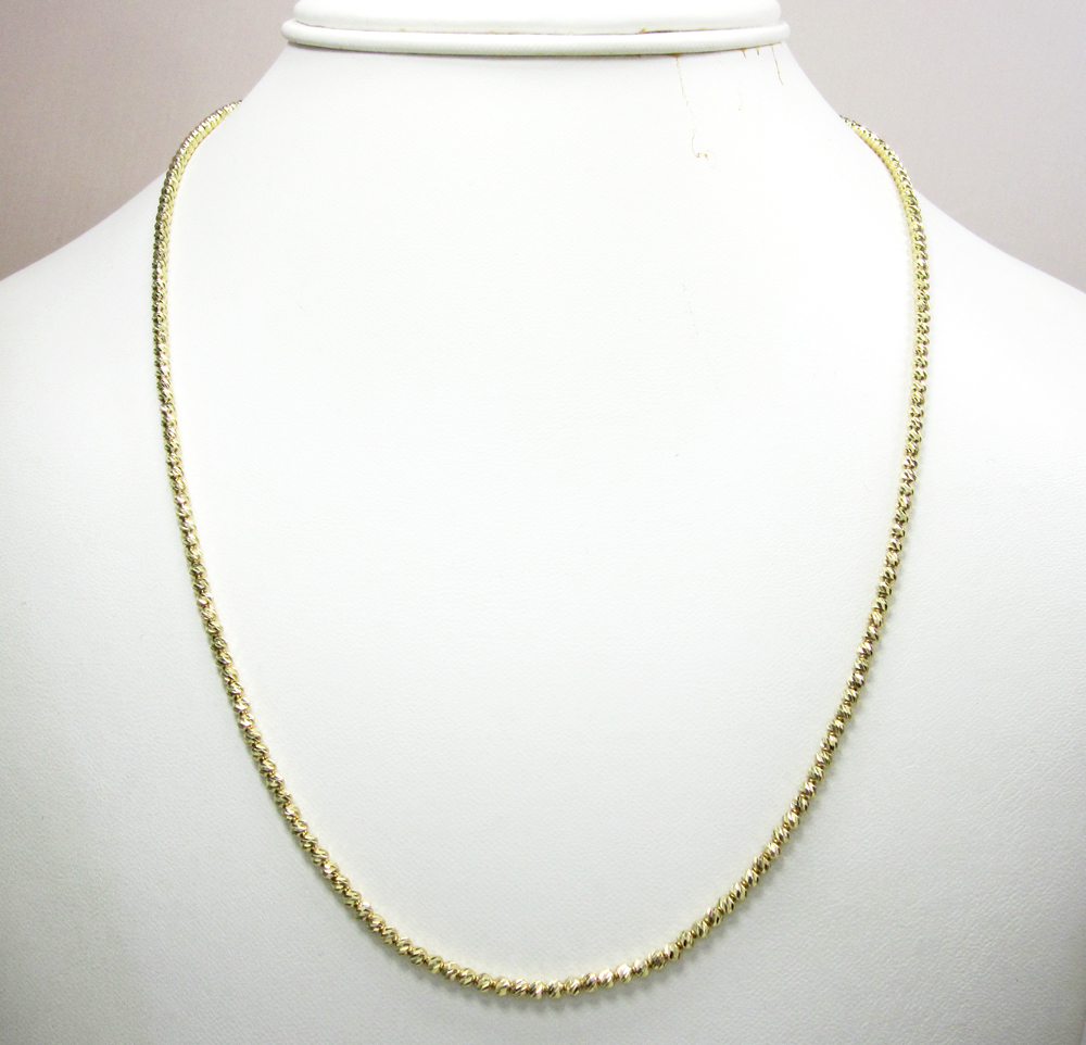 14k solid gold diamond cut ball chain 20 inch 2.5mm