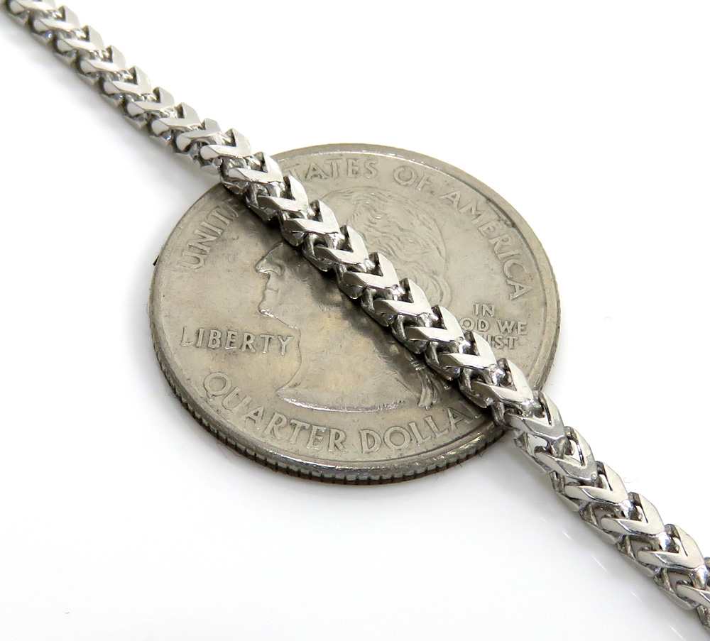 14k solid white gold franco chain 20-30 inch 2.5mm - Image 2