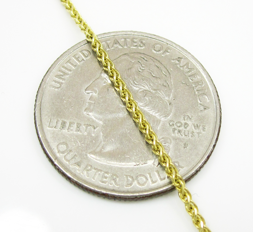 14k solid yellow gold wheat chain 18-20 inch 1.4mm - Image 3