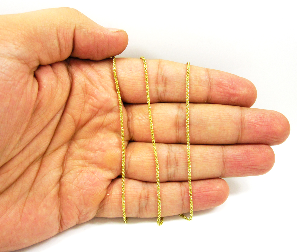 14k solid yellow gold wheat chain 18-20 inch 1.4mm - Image 5