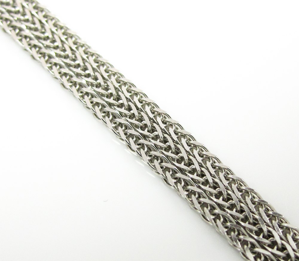 14k solid white gold solid wheat chain 16-20 inch 1mm